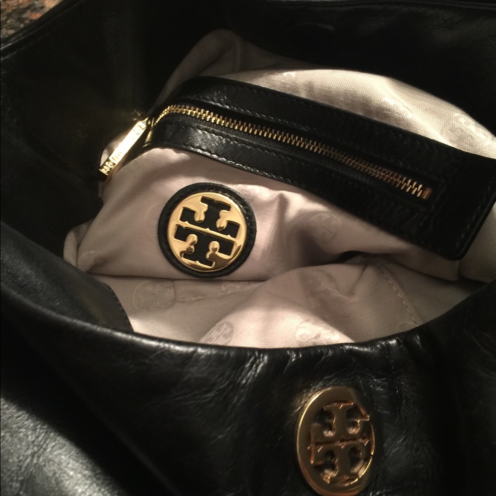 Tory Burch Black Dena Leather Hobo - Picture 9 of 10
